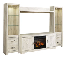 Load image into Gallery viewer, Bellaby - Entertainment Center - TV Stand With Faux Firebrick Fireplace Insert - Whitewash
