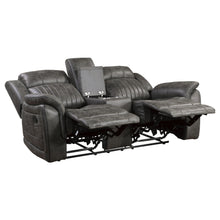 Load image into Gallery viewer, Centeroak Collection Double Reclining Love Seat with Center Console 9479BRG-2