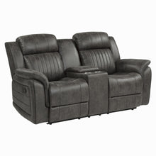 Load image into Gallery viewer, Centeroak Collection Double Reclining Love Seat with Center Console 9479BRG-2