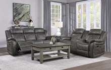 Load image into Gallery viewer, Centeroak Collection Double Reclining Love Seat with Center Console 9479BRG-2