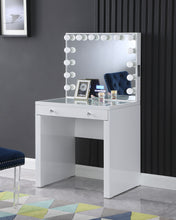 Load image into Gallery viewer, White Vanity Desk W/ Bluetooth Hollywood Mirror