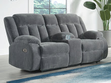 Load image into Gallery viewer, Observation - Double Reclining Power Loveseat With Console - Steel
