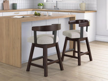 Load image into Gallery viewer, Haddigan - Upholstered Swivel Barstool (Set of 2) - Dark Brown
