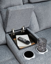 Load image into Gallery viewer, Studio Cave - Power Reclining Loveseat with Console - Steel
