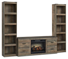 Load image into Gallery viewer, Trinell - 3-Piece Entertainment Center With Electric Fireplace - Brown
