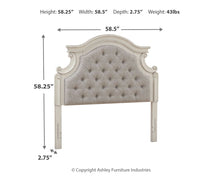 Load image into Gallery viewer, Realyn - Full UPH Panel Headboard - Chipped White
