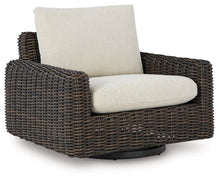 Load image into Gallery viewer, Kimora - 7 Pc. - 4-Piece Outdoor Sectional, Swivel Glider Lounge, Cocktail Table, End Table - Beige / Dark Brown
