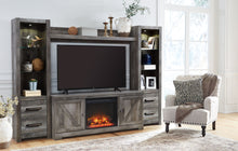 Load image into Gallery viewer, Wynnlow - Entertainment Center - TV Stand With Glass/Stone Fireplace Insert - Gray
