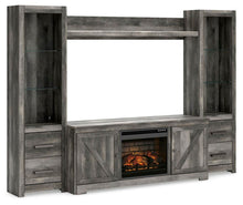 Load image into Gallery viewer, Wynnlow - Entertainment Center - TV Stand With Glass/Stone Fireplace Insert - Gray
