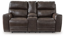 Load image into Gallery viewer, Crossplex - Power Reclining Loveseat / Console / Adjustable Headrest - Smoke
