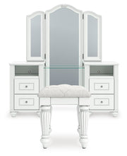 Load image into Gallery viewer, Kozlani - 3 Pc. - Vanity, Mirror And Stool - White
