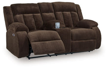 Load image into Gallery viewer, Free Wake - Double Relcining Power Loveseat With Console - Chocolate
