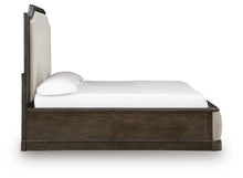 Load image into Gallery viewer, Wickenger - King Upholstered Panel Bed - Dark Brown
