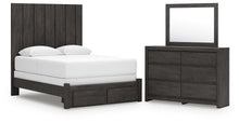 Load image into Gallery viewer, Fraluna - 3 Pc. - Queen Panel Storage Bed, Dresser And Mirror - Charcoal

