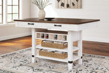 Load image into Gallery viewer, Valebeck - 5 Pc. - Counter Table With Wine Rack, 4 Swivel Stools - White / Brown
