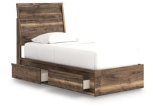 Load image into Gallery viewer, Chirason - 3 Pc. - Twin Panel Bed With Storage, Dresser And Mirror - Brown
