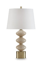 Load image into Gallery viewer, Wardthrone - Poly Table Lamp - Beige / Gold Finish
