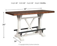 Load image into Gallery viewer, Valebeck - Rectangular Dining Room Counter Table - White / Brown
