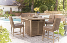 Load image into Gallery viewer, Walton Bridge - Square Bar Table W/Fire Pit - Driftwood
