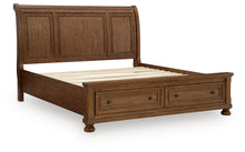 Load image into Gallery viewer, Zackaryn - King Sleigh Storage Bed - Warm Brown
