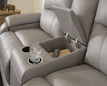 Load image into Gallery viewer, Real Moments - Power Reclining Loveseat With Audio Seating - Ash
