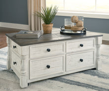 Load image into Gallery viewer, Havalance - Lift Top Cocktail Table with Storage Drawers - White / Gray

