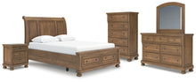 Load image into Gallery viewer, Feddinger - 5 Pc. - Queen Sleigh Storage Bed, Dresser, Mirror, Chest And Nightstand - Medium Brown

