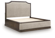 Load image into Gallery viewer, Wickenger - King Upholstered Panel Bed - Dark Brown
