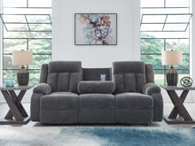 Load image into Gallery viewer, Observation - Reclining Power Sofa With Drop Down Table - Steel
