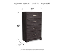 Load image into Gallery viewer, Belachime - Four Drawer Chest - Charcoal
