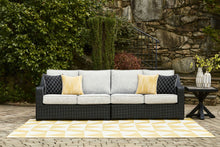 Load image into Gallery viewer, Beachcroft - 2-Piece Outdoor Loveseat with Cushion - Black / Light Gray
