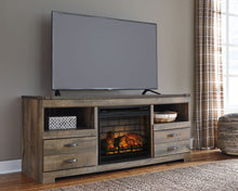 Load image into Gallery viewer, Trinell - 63" TV Stand With Glass/Stone Fireplace Insert - Brown
