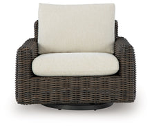 Load image into Gallery viewer, Kimora - 7 Pc. - 4-Piece Outdoor Sectional, Swivel Glider Lounge, Cocktail Table, End Table - Beige / Dark Brown
