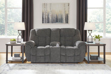 Load image into Gallery viewer, Foreside - Dbl Reclining Loveseat with Console - Charcoal
