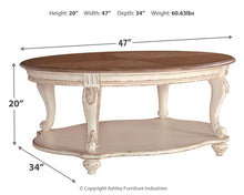 Load image into Gallery viewer, Realyn - Oval Cocktail Table - White / Brown
