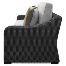 Load image into Gallery viewer, Beachcroft - 2-Piece Outdoor Loveseat with Cushion - Black / Light Gray
