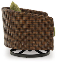 Load image into Gallery viewer, Horizon Hall - Swivel Lounge With Cushion - Brown / Green

