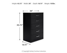 Load image into Gallery viewer, Finch - Five Drawer Chest - 46" Height - Black
