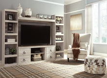 Load image into Gallery viewer, Willowton - 4-Piece Entertainment Center - Whitewash

