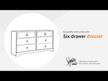 Load and play video in Gallery viewer, Paxberry - Six Drawer Dresser - Vinyl-Wrapped - Whitewash
