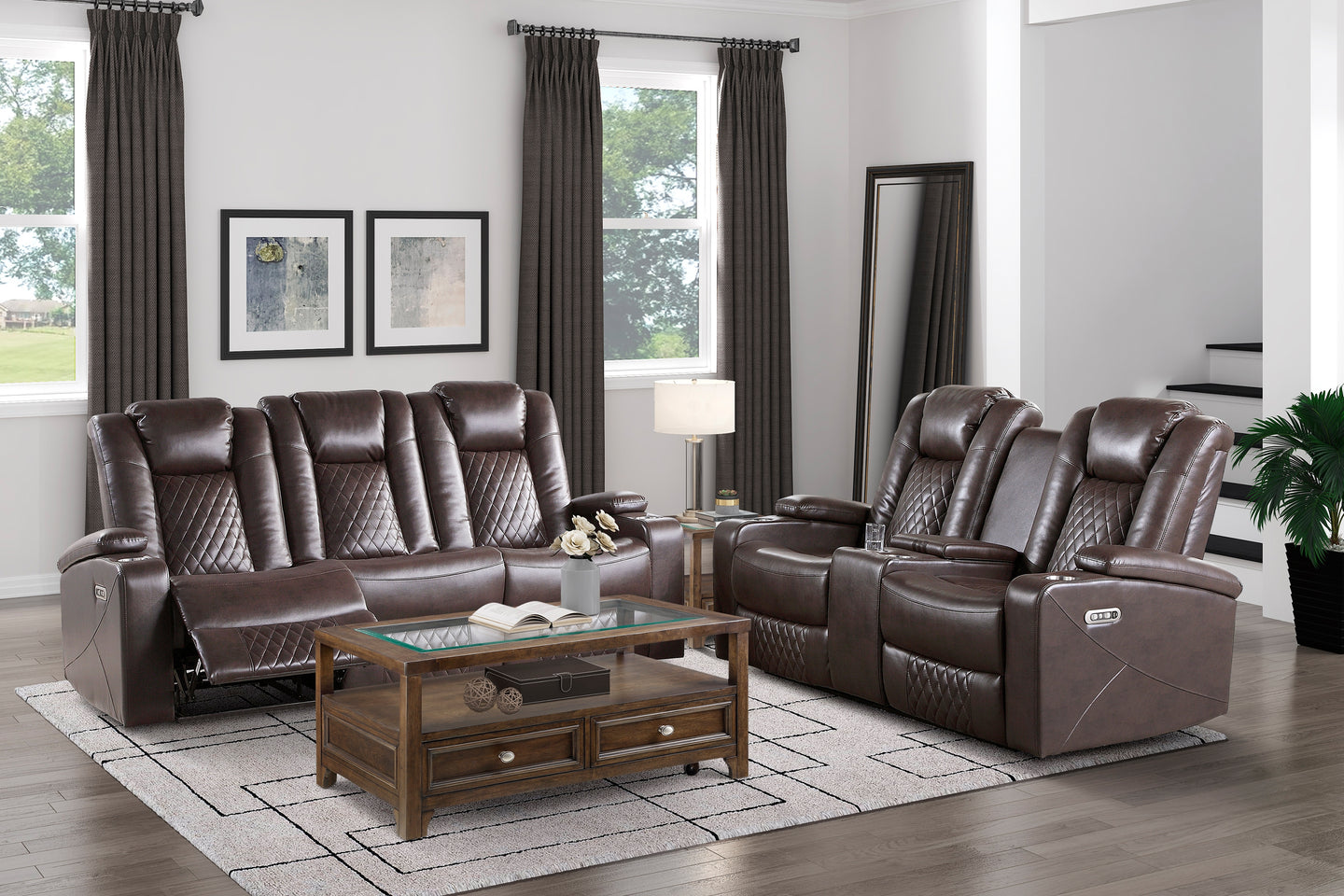 Power Double Reclining Love Seat 9366DB-2PWH