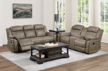 Load image into Gallery viewer, Centeroak Collection Double Reclining Love Seat with Center Console 9479BRG-2
