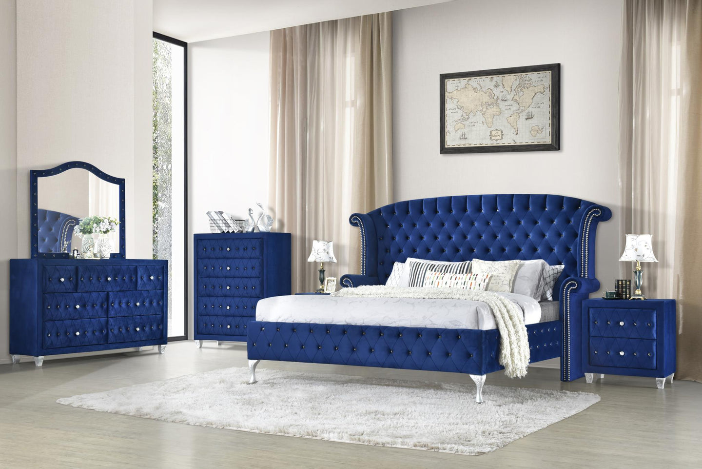 Blue Dana Queen 5 PC (Q Bed, DR, MR, NS, CH)