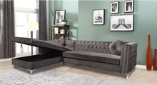 Load image into Gallery viewer, Sophie 2PC Grey Velvet Sectional W/Storage
