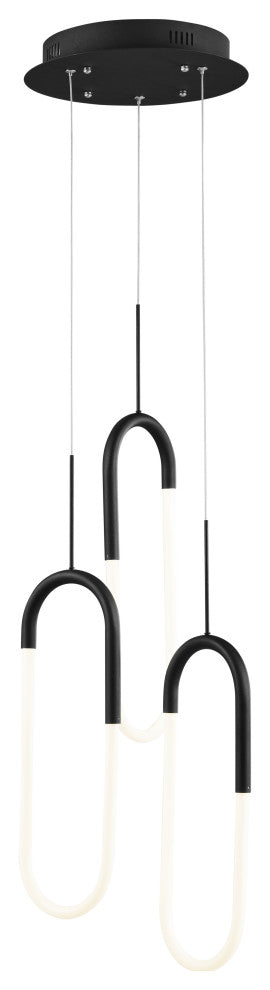 LED Three Clips Chandelier, Matte Black