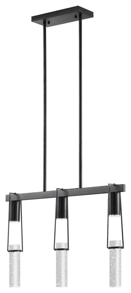 Harmony 3 Hanging Acrylic Pendant LED Chandelier, Matte Black