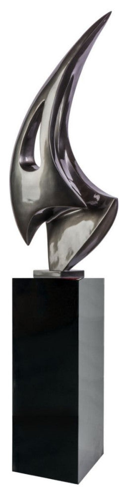 Dark Gray Sail Floor Sculpture With Black Stand, 70
