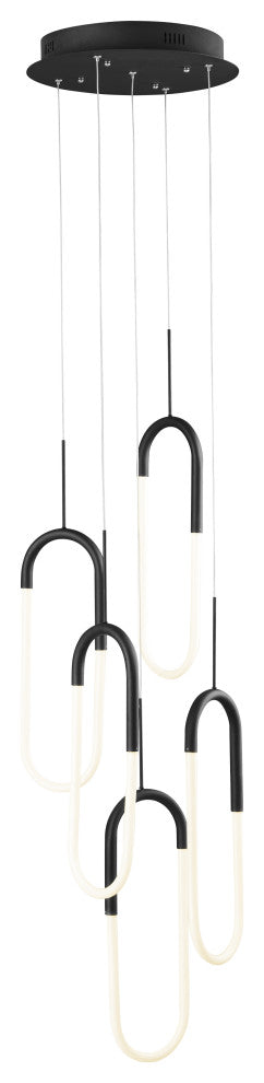 LED Five Clips Chandelier, Matte Black